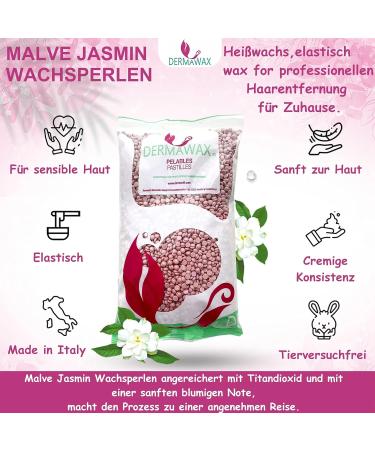 Dermawax Mauve Jasmin Film Wax Pearls - Premium Hair Removal Wax for Brazilian Full Body & Face | 1kg Depilatory Solution - No Strips Needed - Buy Online on GoSupps.com