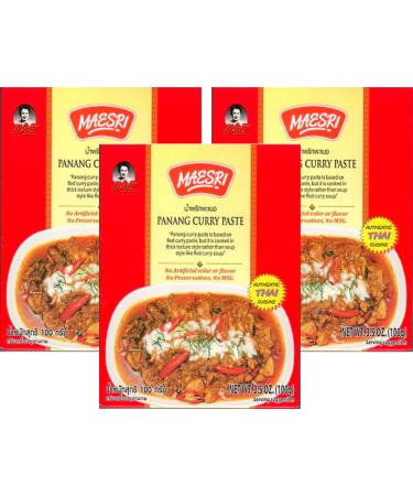 Mae Sri Panang Curry Paste 100g - Pack of 3 Rich and Spicy Thai Flavours- Versatile for Curry Dishes - Elevate Your Cooking with Mae Sri Quality