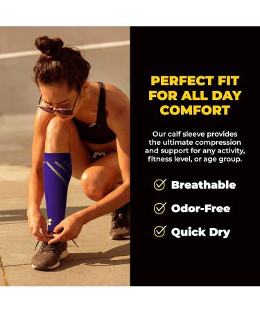 CopperJoint Calf Compression Sleeves for Men & Women - 20-30mmHg Leg Support Shin Splints Relief Varicose Veins - X-Large Blue - Buy Online on GoSupps.com
