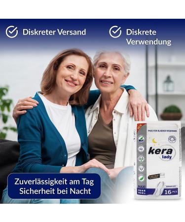 KERA Incontinence Inserts for Women - Extra Strong Maxi Suction & Hygiene - Discreet Night Use (3 Packs of 16) for Medium to Strong Bladder Weakness - Buy Online on GoSupps.com