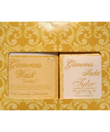Tyler Candle Company Glamorous Wash 16 oz Luxurious Scented Fine Laundry Wash Detergent and Fragrant Home Dryer Sachet Set of 2 Trophy