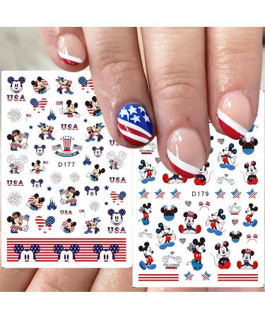 12Pcs 4th of July Nail Art Stickers - American Flag Designs Self-Adhesive Decals for Women and Kids - Buy Online on GoSupps.com