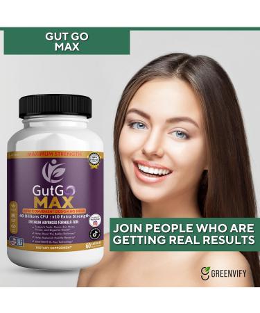 GREENVIFY GutGo Max Probiotic Supplement 40 Billion CFU 60 Capsules Maximum Strength Gluten Free Sugar Free (5) - Buy Online on GoSupps.com