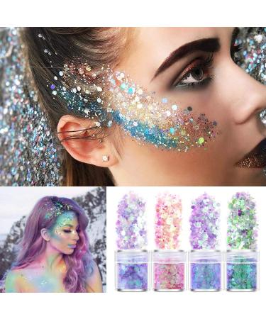 12 Colors Glitter Powder Set - Opal Holographic Chunky Glitter for Festivals Nail Art & DIY Crafts - Buy Online on GoSupps.com