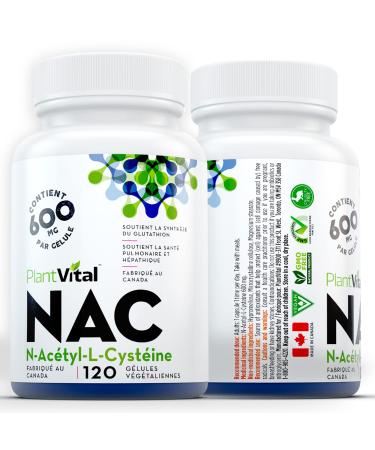 PlantVital Nac supplement 600mg - N Acetyl Cysteine - Supports Normal Lung & Liver Health Now with NAC 600 mg Immune System Support 120 Capsules (2 Bottles) - L Cysteine supplement
