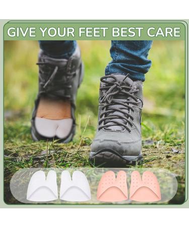 4 Pairs Toe Protectors with Metatarsal Pads - Silicone Toe Sleeves for Comfort & Protection from Calluses & Blisters - Available in White & Nude for Men & Women - Buy Online on GoSupps.com