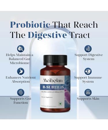 Miebotan Bacillus Subtillis 25 Billion per Veggie Capsules - 60 Counts Helps in Digestion - Immune Health Support & Enhancing Livestock Perfomance - Made with Prebiotic Inulin (100mg Per. Serving) - Buy Online on GoSupps.com