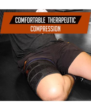 Thigh Brace Compression Sleeve - Support for Quadriceps Hamstrings & Sciatica Pain | Breathable Neoprene Non-Slip One Size (Up to 27") - Ideal for Workouts & Sports Recovery - Buy Online on GoSupps.com