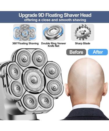 6 in 1 9D Head Shavers for Bald Men | Cordless Rechargeable LED Razor | IPX7 Waterproof | International Shipping Available - Buy Online on GoSupps.com