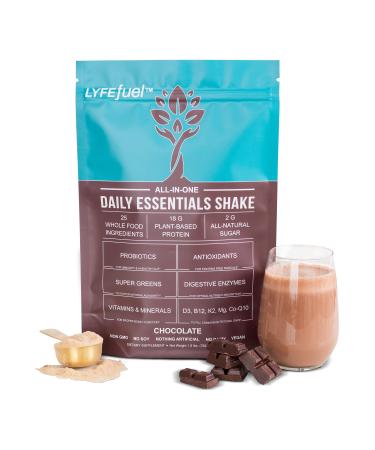 LyfeFuel Meal Replacement Shakes - All-in-One Plant-Based Nutrition Shake & Smoothie Powder - Organic Greens and Superfoods, Complete Vegan Protein, & 50+ Whole Food Nutrients (Chocolate, 24 Servings) Dairy-Free, Keto, Low