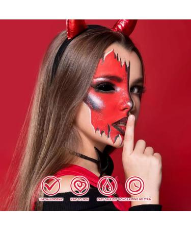 Red Face Paint - Water Based Full Body Halloween Makeup for Adults - Clown Joker Demon Vampire - 1.2 fl oz (35ml - Buy Online on GoSupps.com