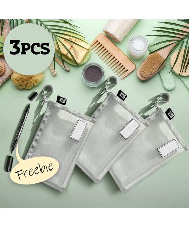 3pcs Gray Mesh Zipper Pouch Set - Ideal for Makeup Brushes, Accessories, Toiletries - Office & Travel Organizer - Buy Online on GoSupps.com