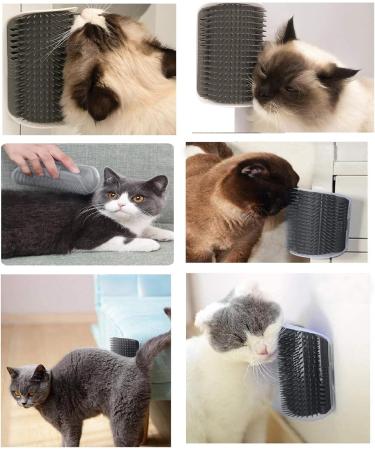 Cat Self Grooming Accessories | Cat Corner Brush with Catnip | Pets Corner Adhesive Rubbing Brush | Cat Accessories for Face and Body Rubs - Buy Online on GoSupps.com
