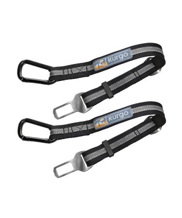 Kurgo dog belt for the car adjustable seat belt easy fastening suitable for most cars sharp/gray carabiner belt gray double pack