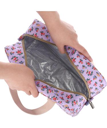 IGNPION Woman Large Travel Toiletry Bag - Waterproof Cosmetic Organizer for Makeup, Swimming and Gym - Purple Small Flower Design - Buy Online on GoSupps.com