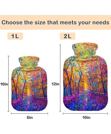 Naanle Hot Water Bottle with Lid - Autumn Oil Painting Design 1L Heat Bottle for Back Pain Relief & Cold Therapy Hand/Foot Warmer - Buy Online on GoSupps.com