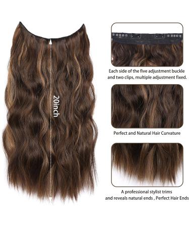 20 Inch Halos Hair Extension - Invisible Wire Hair Extensions - Dark Brown Mixed Dark Golden - Synthetic Long Wavy Hair Pieces for Women - Buy Online on GoSupps.com
