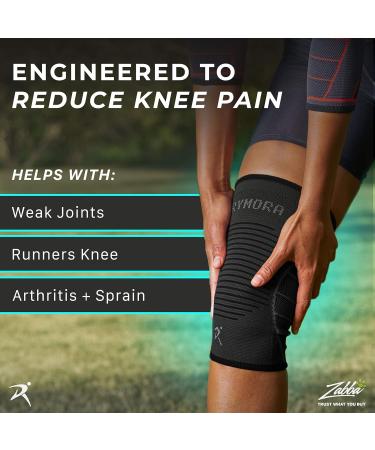 Rymora Knee Support Brace for Men and Women - 2XL Black Compression Sleeves for Running, Sports, and Fitness - Comfortable and Secure Joint Support - Buy Online on GoSupps.com