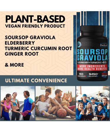 11in1 Graviola Soursop Leaves Capsules 9450mg - 5 Months Supply with Elderberry, Turmeric, Ginger & More - Mood, Immune & Body Health - 150 Vegan Capsules - Buy Online on GoSupps.com