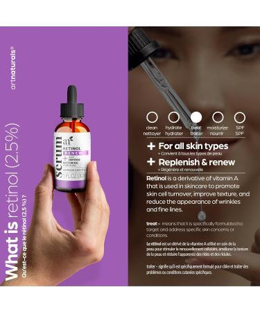 ArtNaturals Retinol Serum for Face - with Vitamin C 2.5% Retinol Oil & Hyaluronic-Acid - Skin Clearing - Anti-Aging Anti-Wrinkle Eye Serum - Skin Repair Night Therapy (1 Fl Oz / 30ml) (ANGA-0127) - Buy Online on GoSupps.com