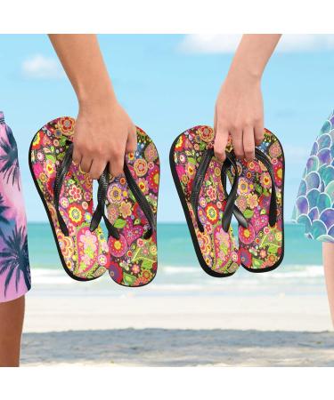 Mnsruu Spring Floral Paisley Print Flip Flops - XXL Size for Men & Women | Home Hotel Spa & Travel Footwear - Buy Online on GoSupps.com