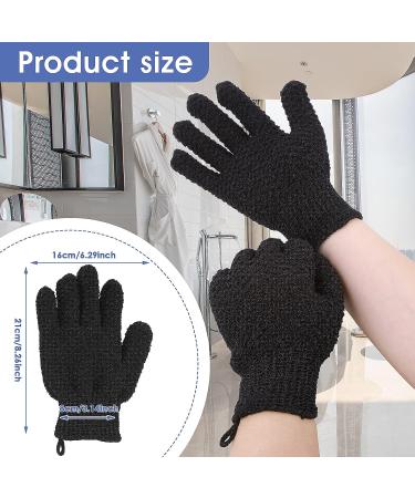 Sibba 2 Pairs Bath Exfoliating Gloves - Shower Scrubber Set for Spa Body Scrub, Loofah Glove with Hooks - Men and Women (Black & Grey) - Buy Online on GoSupps.com