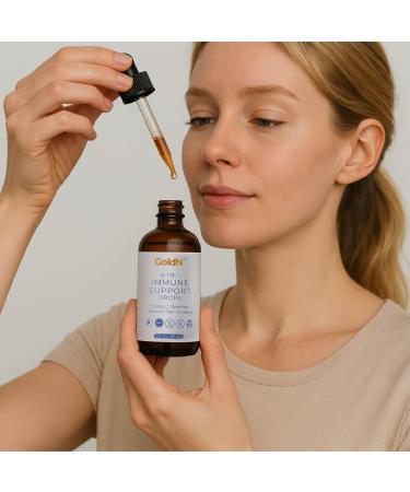 GoldN 5-in-1 Immune Support Drops | Vitamin C Quercetin Elderberry Zinc Echinacea | No Artificial Ingredients | Non-GMO Gluten-Free | 2oz (60ml) | 1-Month Supply - Buy Online on GoSupps.com