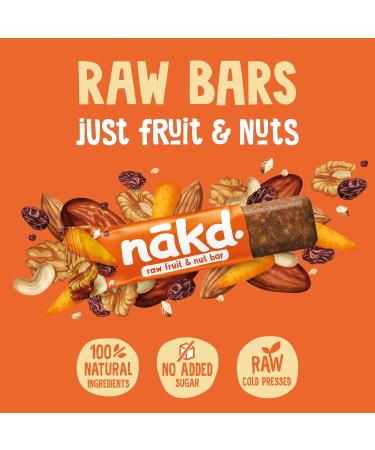 Nakd Carrot Cake Fruit & Nut Bars - Vegan, Gluten-Free Snack - 35g x 48 - Buy Online on GoSupps.com