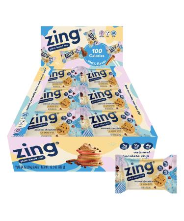 Zing Oatmeal Chocolate Chip Kids Protein Bars Gluten Free 100 Calorie Mini Bars with High Protein Vegan Nutrition Bars Dairy Free Plant Based Protein Low Sugar No Sugar Alcohols - 18 count