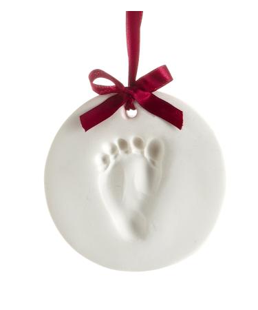 Tiny Ideas Baby's Handprint or Footprint Christmas Ornament, Easy No-Bake Keepsake Kit, Creative Holiday Gift for New and Expecting Parents Circle Baby Print Ornament