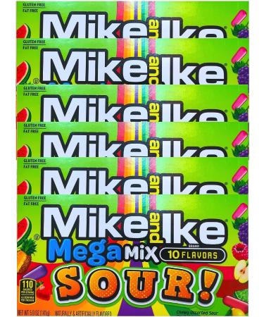 NEW Mike & Ike Mega Mix Sour Gluten Free/Fat Free Candies Net Wt 5oz (4) - PACK OF 4 Delicious Tasty And Twisty Treat Gift Hamper For Birthday Christmas Sold By Kidzbuzz