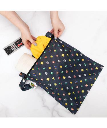 Bumkins Waterproof Wet Bag 12x14 - Reusable for Travel, Beach, Pool, Stroller - Ideal for Diapers, Gym Clothes, Swimsuits - Nintendo Super Mario Lineup - Buy Online on GoSupps.com