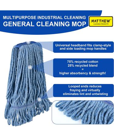 Matthew Cleaning Heavy Duty Mop Head Commercial Replacement for General and Floor Cleaning  Wet Industrial Blue Cotton Looped End String Head Refill (Pack of 3) Blue Blue 3 Count (Pack of 1) - Buy Online on GoSupps.com