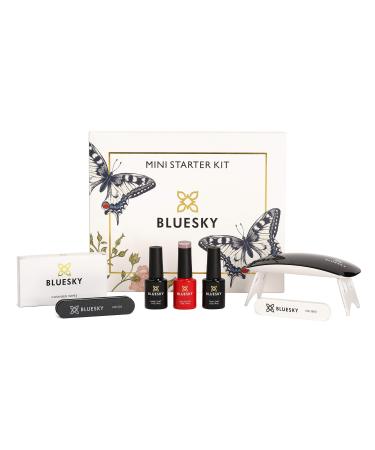 Bluesky Gel Nail Kit With Mini UV LED Lamp A044 Musk Pink Gel Polish Base and Top Coat Set Nail File Buffer Cleanser Wipes