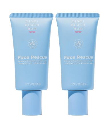 Miami Beach Bum Hydrating Face Rescue Cream (2 Pk) Hyaluronic Acid Vitamins A + C Calms Redness and Tightens Pores Non-Greasy Fragrance-Free Formula Sensitive and Acne-Prone Skin (1.7oz each)