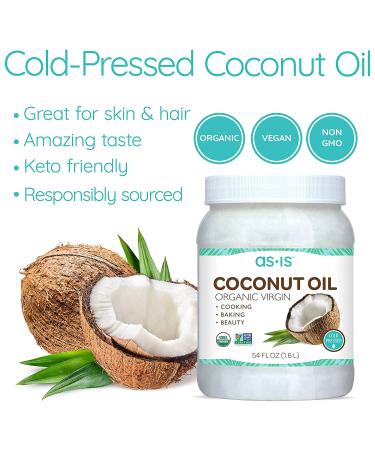 Organic Virgin Coconut Oil 54 fl oz for Cooking, Baking & Beauty | Cold-Pressed, Unrefined | Deep Moisturizer | by as-is - Buy Online on GoSupps.com