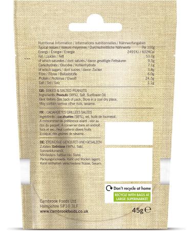 Cambrook Baked & Salted Peanuts 45g - Premium Quality, Gluten-Free, Vegan Nuts - Buy Online on GoSupps.com