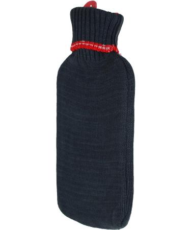 Best Hot Water Bottle with Knitted Cover | BRANDSSELLER 1.6L Anthracite/Pink Checked Heart - Buy Online on GoSupps.com