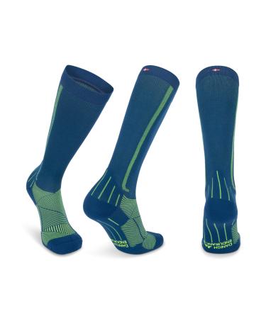 Danish Endurance compression stockings sports compression socks support stockings thrombosis socks 21-26 mmHg for men & women blue/neon yellow 39-42