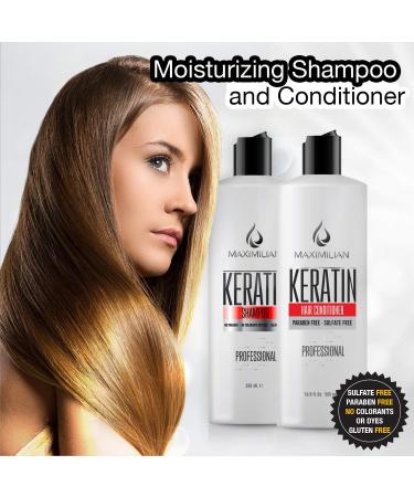 Keratin Shampoo & Conditioner for Color Treated Hair - Sulfate Free Treatment for Dry Curly Damaged Hair | 2x16.9 Fl Oz - Buy Online on GoSupps.com