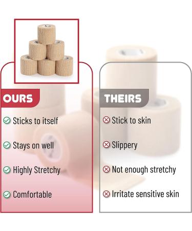 Mr. Pen Self Adhesive Bandage Wrap 6 Pack - Skin Colored - 2 x 5 Yards - Cohesive & Elastic Medical Wrap - Buy Online on GoSupps.com