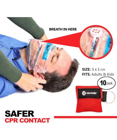 Buy 10-Pack Red Ventilation Masks Key Ring - CPR Face Shields for Adults & Kids - First Aid Emergency Protection - Buy Online on GoSupps.com