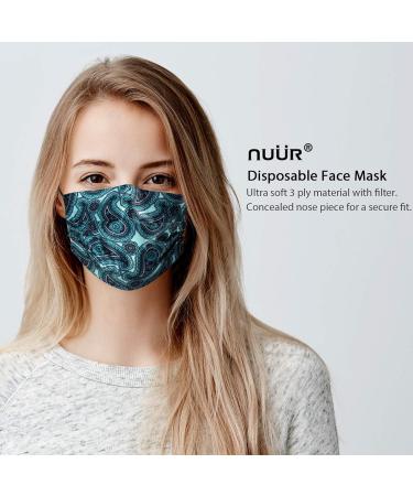 NU R Paisley Disposable Face Mask with Filter Layer - 10 Pack | Elastic Earloop | Retail Sealed Bags - PAISLEY-011 - Buy Online on GoSupps.com