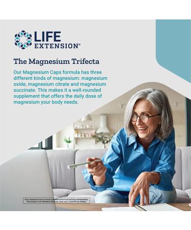 Life Extension Magnesium Caps 500mg - 100 Vegetarian Capsules | Supports Healthy Muscle & Nerve Function - Buy Online on GoSupps.com