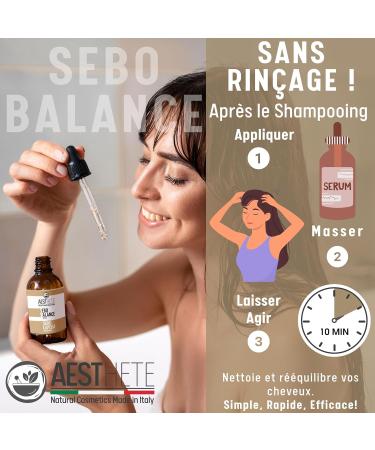 Hair and Scalp Serum with Rosemary Glycolic Acid and Zinc Sebum Regulator Anti Dandruff Oily Hair 98% Natural Ingredients Moisturizing Treatment 50ml - Made in Italy - Aestethe - Buy Online on GoSupps.com
