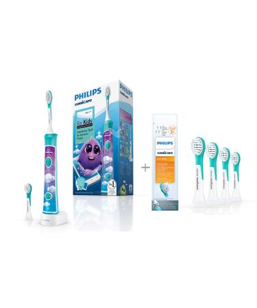 Philips Sonicare For Kids Electric Toothbrush HX6322/04 with sonic technology for children including brush heads from 4 years