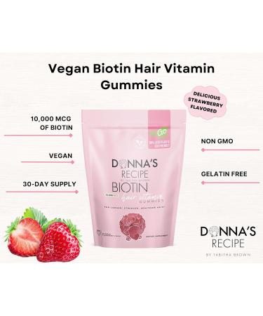 Tabitha Brown Vegan Strawberry BIOTIN Hair Vitamins Gummies - Donna's Recipe - Buy Online on GoSupps.com