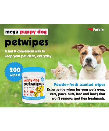 Petkin Mega PetWipes 200 Wipes for Dogs and Cats - Face, Paws, Ears, Body, and Eyes - Convenient Dog & Cat Cleaning Wipes - Ideal for Home or Travel - Buy Online on GoSupps.com