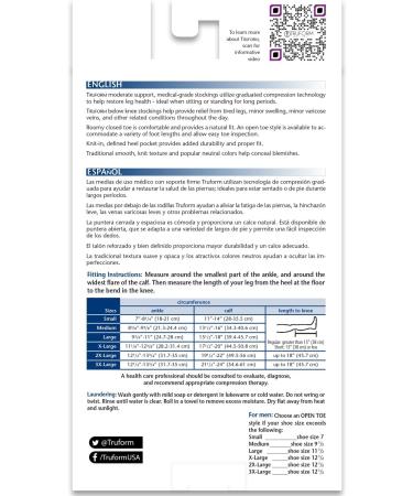 Truform 15-20 mmHg Knee High Compression Stockings for Men & Women - Closed Toe Beige Large - Comfort & Support - Buy Online on GoSupps.com