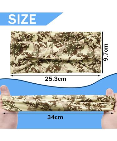 Men's Camo Sweatband for Workout, Sports, Basketball, Football, Cycling - Wide Absorbing Headband for Running and Yoga - 4.7 x 9.8 Inch, Mixed Style - Buy Online on GoSupps.com